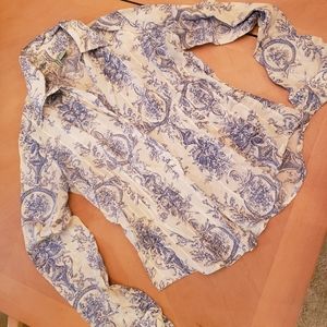 Button front tailored Toile print